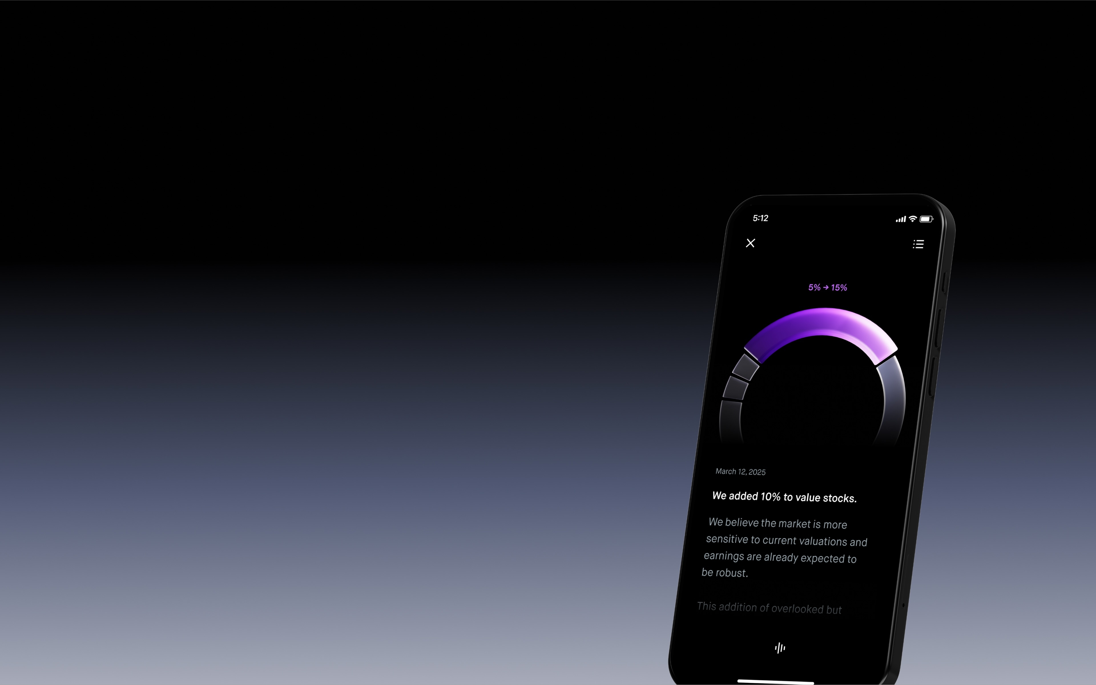 Phone mockup showing StockPip Strategies portfolio allocation